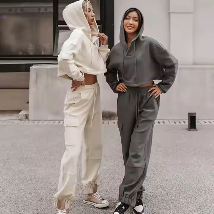 Wholesale Winter Ladies Two Pieces Hoodie Sweatpants Tracksuit Causal 2pcs Set Women Joggers Suit Set Two Piece Pants Set Custom