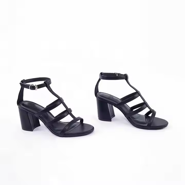 Fancy Women Premium Leather 7cm Heeled Sandal, OEM Available