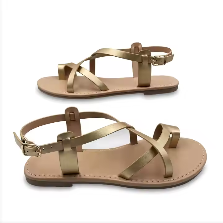 2024 New Trending Wholesale New Fashion Sandals Brown /Silver /Gold Sandals Affordable 0.3Cm Heel Peep Toes Sandals