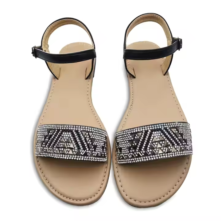 Factory Direct Supply Shoes Woman Sandals Black/ Silver Sandals For Women Other Logos Can Be Printed Fashion Women Flat Sandals