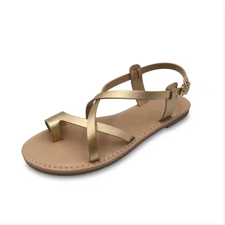 2024 New Trending Wholesale New Fashion Sandals Brown /Silver /Gold Sandals Affordable 0.3Cm Heel Peep Toes Sandals
