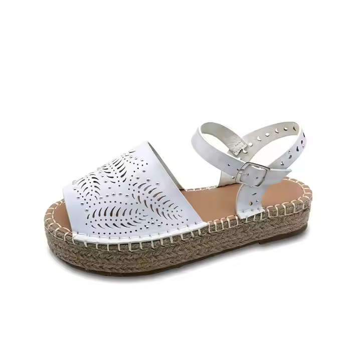 Factory Sale Hot Seller Female Sandals Jute Ladies Black/White Sandals Wearable In All Seasons 0.3Cm Heel