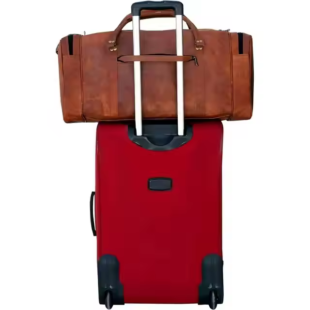 Genuine Leather Trolley Duffel Travel Overnight Weekend Leather Bag Sports Gym Duffel Luggage Travel Bag For Men And Women
