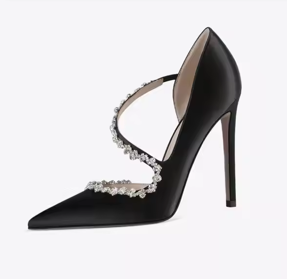 Custom Design Chain With Pointed Toe High Heel Shoes Wedding Pumps