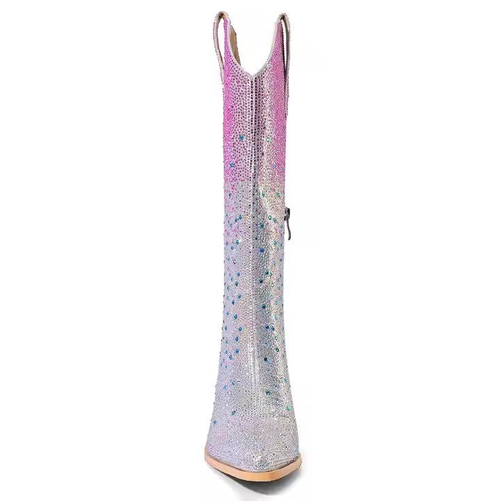 Customized Genuine Leather Women's Mid Calf Western Boots Distressed Cowboy Retro Style with Pointed Toe Winter Season